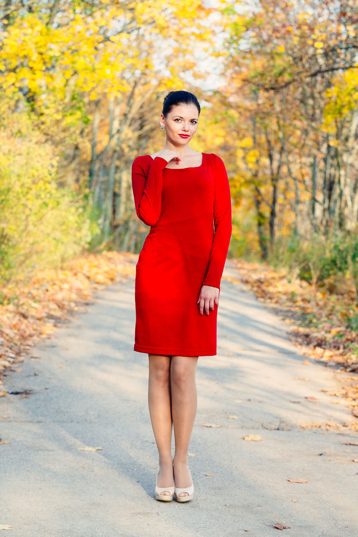 Красное платье из джерси