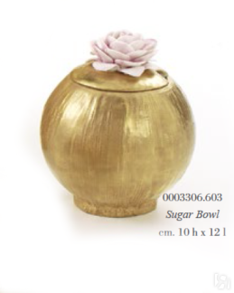 Сахарница из фарфора и золота декорированная цветком камелии