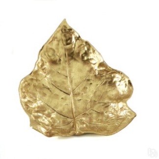Ваза Big Creased Leaf из фарфора с золотой отделкой