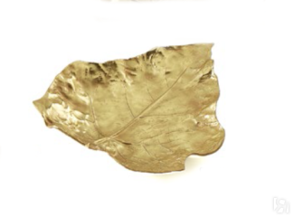 Ваза Medium Creased Leaf из фарфора с золотой отделкой