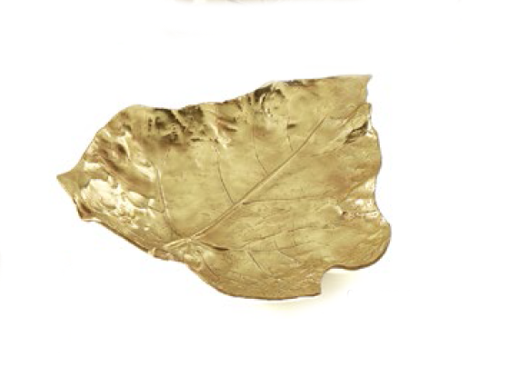 Ваза Medium Creased Leaf из фарфора с золотой отделкой